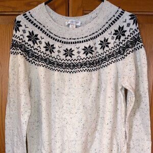 Vintage Christopher & Banks Womens Sweater Beaded Snowflakes Petite XL